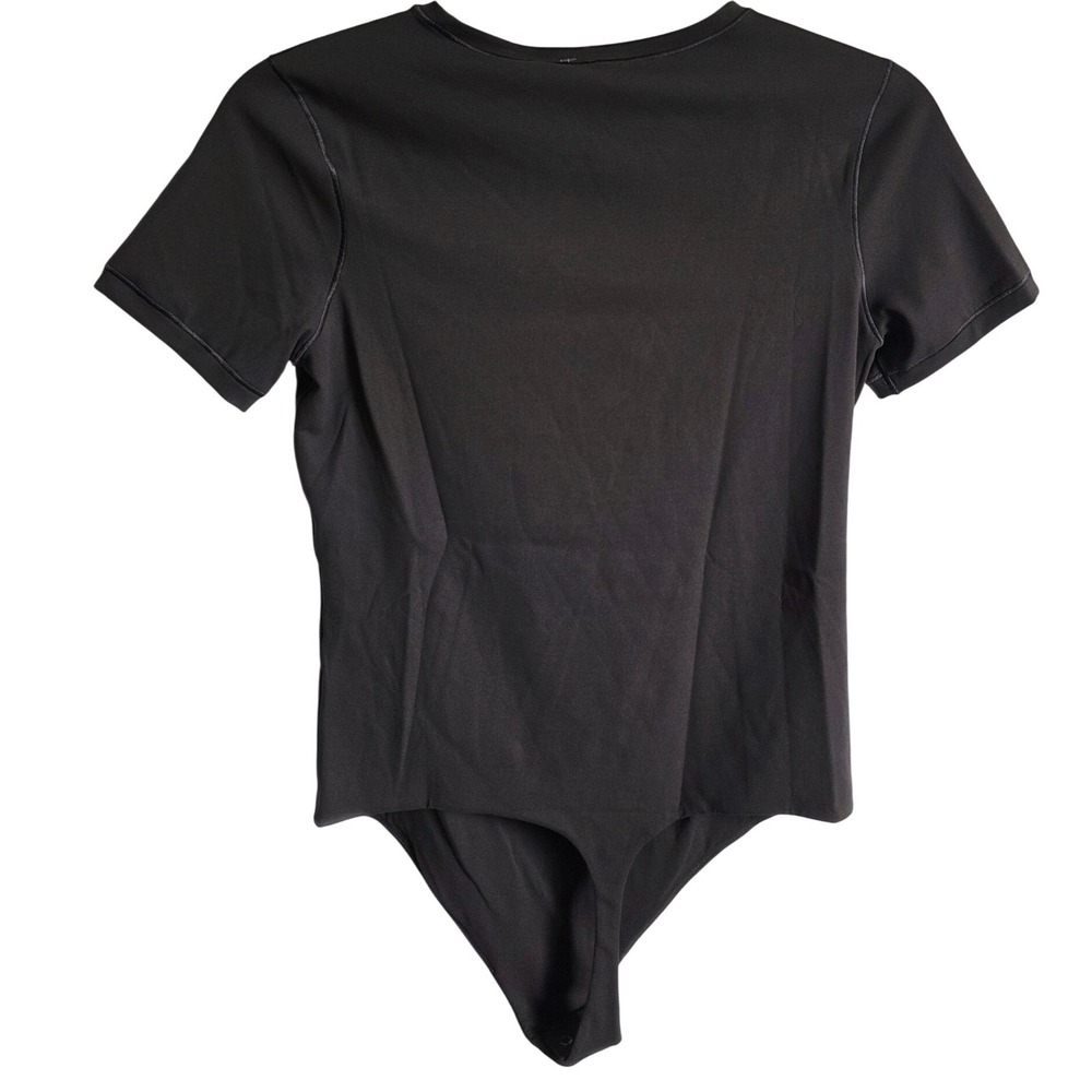 Athleta M Bodymove Brown Short Sleeve Crew Neck Thong Bodysuit NEW - Picture 4 of 12